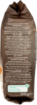 Tył brązowego opakowania Cappuccino Schoko 500g z listą składników i instrukcją przygotowania.