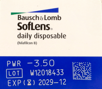 SOFLENS Daily Disposable ,soczewki kontaktowe jednorazowe, dzienne, moc: -3,50,lewa