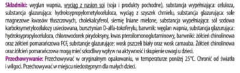 Fragment tylnej etykiety suplementu diety Climea Forte, widoczna lista składników i warunki przechowywania.