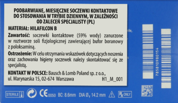 SOFLENS 59 ,soczewki kontaktowe do noszenia w trybie dziennym, moc: -3,00,lewa