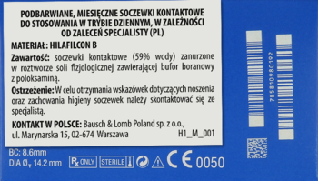 SOFLENS 59 ,soczewki kontaktowe do noszenia w trybie dziennym, moc: -4,00,lewa