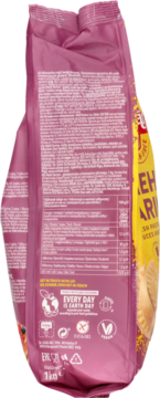 Tył różowego opakowania bezglutenowej mieszanki mąki 1kg, z danymi o składzie, logo vegan i recyklingu.