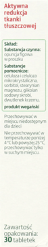 Etykieta altapharma Aktywna redukcja tkanki tłuszczowej, z czerwonym nagłówkiem i zieloną ramką składu produktu 30 tabletek.