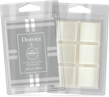 Dwa przezroczyste opakowania wosku zapachowego Dorota Szelągowska & Aroma Home, z 6 białymi kostkami, widok z przodu.