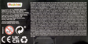 Tył czarnego opakowania T-racers z logo Magicbox, symbolami wiekowymi i recyklingu oraz tekstem produktu.