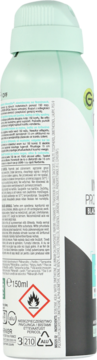 Tylna etykieta antyperspirantu Garnier Mineral Invisible w miętowo-białej puszce z ostrzeżeniem o łatwopalności.