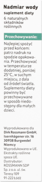 Altapharma Nadmiar Wody, tylna etykieta z informacjami o przechowywaniu, producentem i dystrybutorem (PL).