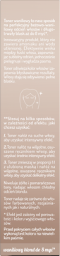 Panel z tekstem opisującym toner OnlyBio Hair in Balance waniliowy blond, usuwający żółte tony, do 8 myć.