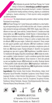 Biała etykieta odżywki Semilac Nail Power Therapy 5w1 Crystal Strong; widoczne składniki i instrukcje.