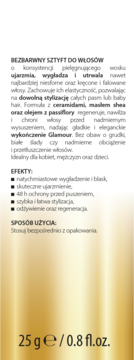 Bezbarwny sztyft do włosów Biovax Glam Touch wygładzający, z ceramidami i masłem shea. Widok opakowania.