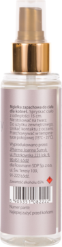 Tył przezroczystej butelki mgiełki Scent of Beauty No4 125ml dla kobiet, ze złotą nakrętką i etykietą.