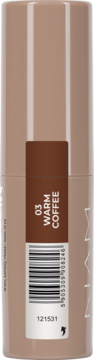 Bronzer NAM Sculpting Stick Warm Coffee, beżowo-brązowy sztyft stojący pionowo z etykietą i kodem.