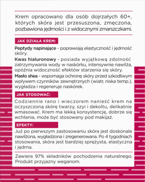 OMI ,krem do twarzy, przeciwzmarszczkowy, napinająco-ujędrniający, 60+, na dzień i na noc,lewa