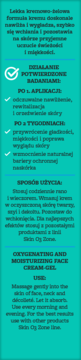 Bielenda Skin Ozone krem-żel: opis produktu i instrukcje użycia w języku polskim i angielskim na tealowym tle.