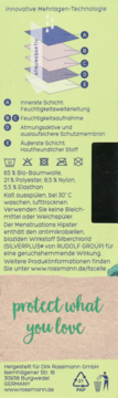 Etykieta majtek menstruacyjnych. Opis technologii wielowarstwowej, składu materiału i właściwości antybakteryjnych.