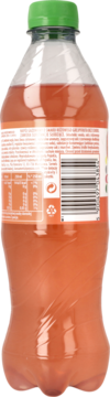 Tył butelki Mirinda Pink Grapefruit, napój zero cukru, z czytelną etykietą i kodem kreskowym.