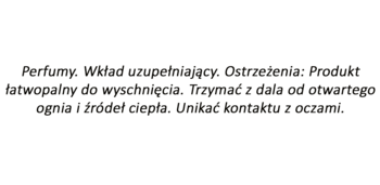 Etykieta ostrzegawcza perfum YSL Libre Intense refill: produkt łatwopalny, unikać kontaktu z oczami.