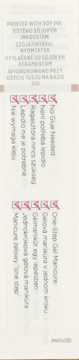 Tekst na opakowaniu Kiss imPress: cechy 'No Glue Needed', 'One-Step Gel Manicure' z ikonami wyboru.