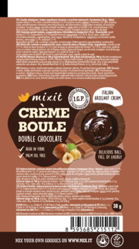 MIXIT Creme Boule ,ciastko daktylowe z kakao z kremem orzechowo-czekoladowym, Double Chocolate,lewa