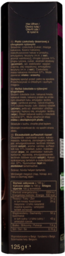 Tył ciemnego opakowania Das Exquisite Schokoladen Chips Noir z tabelą wartości odżywczych i składem.