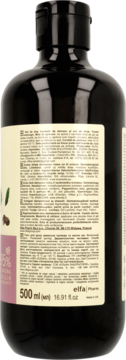 Tył czarnej butelki żelu Green Pharmacy róża i shea, z beżową etykietą i tekstem o składnikach 500 ml.