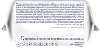 Tył białego opakowania podpasek Cleanic Soft ULTRA ultra cienkie, z opisami i ilością 10 sztuk.