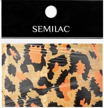 Semilac folia transferowa Wild Animals, pomarańczowo-czarny leopard print w opakowaniu, widok z przodu.