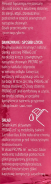 Różowa etykieta ProVag żel, tył opakowania z polskim tekstem o składzie i użyciu, obok ikona kropli.
