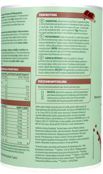 Tył opakowania WellMix Vegan Protein czekolada-orzech, zielona etykieta z tabelą wartości odżywczych.