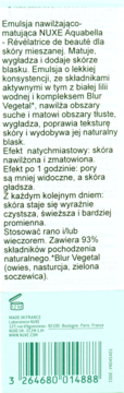 NUXE Aquabella ,emulsja do twarzy, nawilżająco-matująca,lewa
