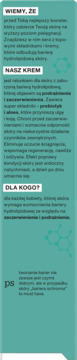Pionowy tealowy panel z białym tekstem, promujący łagodzący krem do twarzy z prebiotykiem i aloesem.