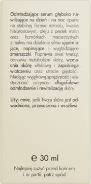 Etykieta serum NaturalME Vintage Garden 30ml dla skóry suchej, wrażliwej, jasne tło.
