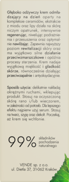 Krem odmładzający na dzień, tył beżowego opakowania z polskim tekstem i informacją o 99% naturalnych składnikach.