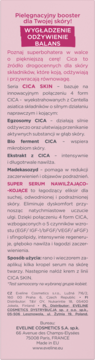 Bladoróżowa broszura Eveline CICAskin serum, z intensywnie różowym nagłówkiem 'WYGŁADZENIE ODŻYWIENIE BALANS'.