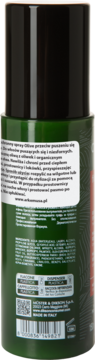 Tył zielonej butelki sprayu termoochronnego Green Arkemusa Olive, etykieta z polskim tekstem i kodem QR.