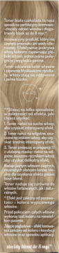Opakowanie OnlyBio Hair in Balance, tekst tonera do włosów blond o odcieniu białej czekolady, na rozmytym tle blond włosów.