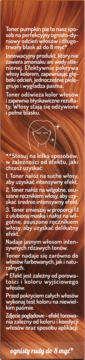 Zbliżenie na tekst opisu tonera OnlyBio Hair in Balance dla włosów blond, nadaje ognisty odcień dyni do 8 myć.