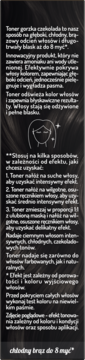 Tekst o tonerze OnlyBio Hair in Balance: chłodny brąz do 8 myć, kakao, aloes, vegan. Grafika głowy z lśniącymi włosami.