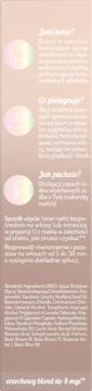 Panel informacyjny tonera OnlyBio Hair in Balance blond: kolor orzechowy, skład, użycie, działanie i zapach.