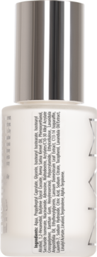NAM Even Tone Radiant Primer, tył białej butelki ze srebrną zakrętką i pionową listą składników.