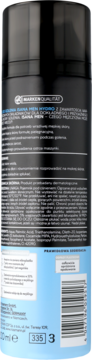Tył czarno-niebieskiej butelki żelu do golenia Isana Men Hydro 200ml, widoczny polski tekst i kod kreskowy.