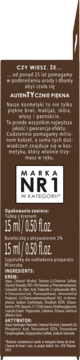 Tył opakowania kremowej henny Delia Eyebrow Expert, ciemny brąz, z polskim opisem i listą składników.