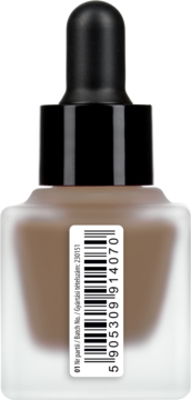 Płynny bronzer WIBO Hot Drops 01 (chłodny odcień) w butelce z kroplomierzem, boczny widok z kodem kreskowym.