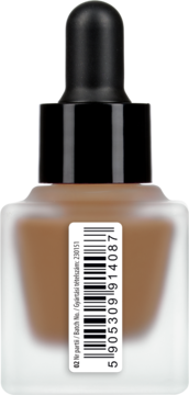 WIBO Hot Drops płynny bronzer, odcień 02, w matowej butelce z czarnym zakraplaczem, widok z boku z kodem kreskowym.