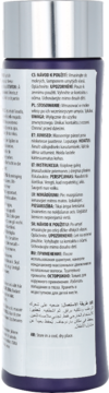 Tył fioletowej butelki odżywki Alterna Caviar Anti-Aging Replenishing Moisture, biała etykieta z instrukcjami.