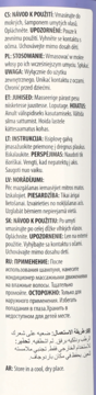 Tył opakowania odżywki Alterna Caviar Bond Repair z drobnym tekstem instrukcji i ostrzeżeń w wielu językach.
