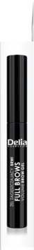 Delia Full Brows czarny żel do brwi zagęszczający, w cylindrycznej tubce, widok z przodu, na białym tle.