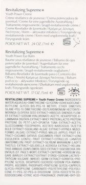 Opisy produktów i lista składników Estée Lauder Revitalizing Supreme+ Youth Power Creme 7ml i Eye Balm 5ml.