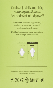 YOUR KAYA ,podpaski higieniczne z bawełny i bambusa, Super,lewa
