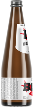 Brązowa butelka Black Energy Zero Sugar 300ml, napój energetyzujący z białą etykietą i czerwonym logo. Widok z przodu.